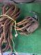Antique wood & iron Triple block & tackle/pulley with several feet of rope
