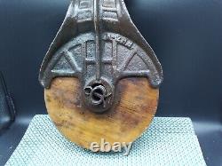 Antique wooden barn pulley