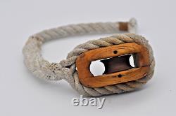 Antique wooden single ship rope pulley
