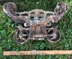AntiqueF. E. Myers & Bro Co Cast Iron OK Unloader Hay Trolley withtrack & hooks