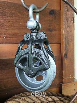 Awesome Restored Antique Strickler Hay Trolley Pulley Cast Iron Farm Barn Tool