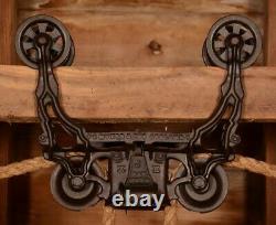 BEAUTIFUL Vintage 1884 Myers OK Unloader Wood Beam Hay Barn Trolley Carrier