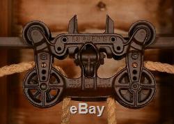 BEAUTIFUL Vintage 1894 LOUDEN Standard Hay Barn Trolley Carrier Pulley Farm Tool