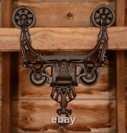 BEAUTIFULLY ORNATE Vintage 1884 Myers Hay Barn Trolley Carrier Farmhouse Pulley