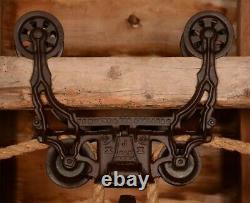 BEAUTIFULLY ORNATE Vintage 1884 Myers Hay Barn Trolley Carrier Farmhouse Pulley