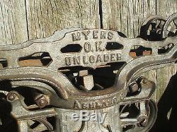Beautifully styled F E Myers mid-size cast iron hay trolley
