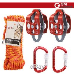 Block and Tackle System Kit 32kN Pulley 11.5mm Rope for Rescue Hauling Rigging