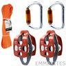 Block and Tackle System Pulley and Carabiner with 7/16in Rope for Hauling Hoist