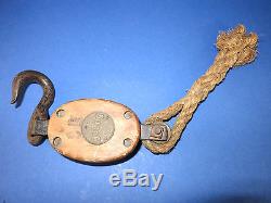 C. 1940 Antique YOUNG IRON WORKS SEATTLE Vintage Farm Barn 15 Pulley with Logo