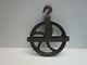 CAST IRON 12 Inch Steampunk ROPE PULL PULLEY WHEEL With Hook And Bracket ANTIQUE