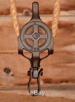 CLEANED Vintage Ney Barn Hay Trolley Carrier Pulley with Drop