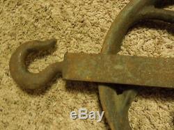 Cast Iron Barn Well Pulley Vintage 12 Wheel With Hook -Steampunk, Industrial Look