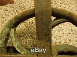 Cast Iron Barn Well Pulley Vintage 12 Wheel With Hook -Steampunk, Industrial Look