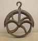 Cast Iron well pulley antique farm wheel steampunk industrial collectible tool