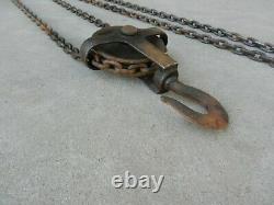 Chain Hoist Dual Block & Tackle Pulley Differential Westons USA Antique 1920s