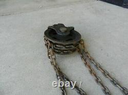 Chain Hoist Dual Block & Tackle Pulley Differential Westons USA Antique 1920s