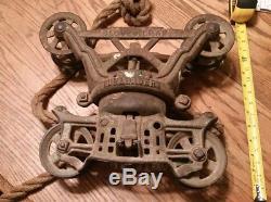 Cloverleaf Hay Trolley Barn Unloader Carrier Antique with 50 feet of rope