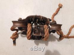 Cloverleaf Unloader Antique Hay Trolley with Pulley & Barn Rope