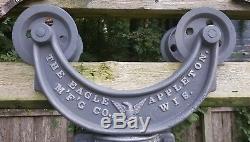 Eagle Hay Carrier Trolley Appleton WI Cast Iron Barn Pulley 1883 Shield