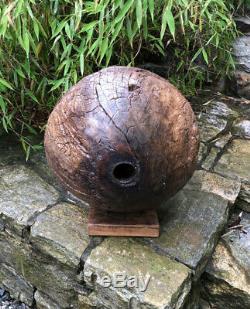 Early Chinese wooden well pulley 17th to 18th c Carved from single block of wood
