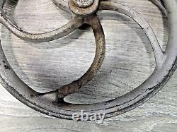Early Iron Antique Barn Pully no. 12 with Curved Spokes for Display