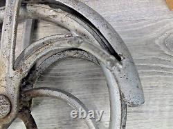 Early Iron Antique Barn Pully no. 12 with Curved Spokes for Display