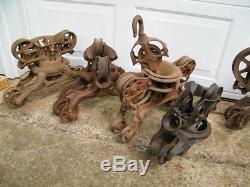 Eight Antique Misc. Hay Trolleys For Restoration or Parts