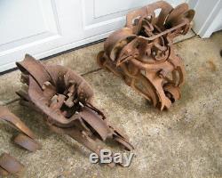 Eight Antique Misc. Hay Trolleys For Restoration or Parts