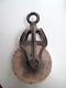 GREAT ANTIQUE 1800S SAILING SHIP or Barn Wood WHEEL RIGGING PULLEY -WOOD & IRON