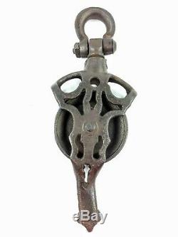 Genuine Antique Cast Iron Ornate Barn Pulley 12