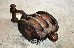 Group Antique Block And Tackle Nautical Boat Ship Wood Vintage Tool Pulley