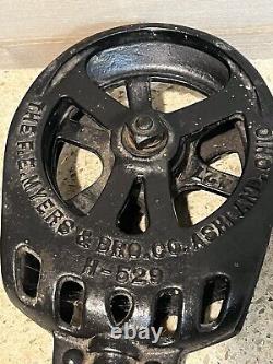 H-529 FE Myers & Bro Cast Iron Hay Carrier Drop Pulley Trolley Barn Vtg Antique