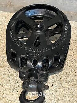 H-529 FE Myers & Bro Cast Iron Hay Carrier Drop Pulley Trolley Barn Vtg Antique