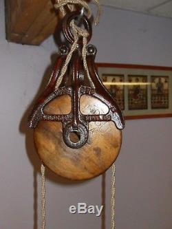 Hay Trolley Barn Cast Iron/wood Pulley Ornate Rustic Decor Hanging Light