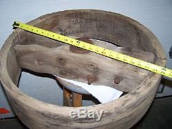 Huge 24 Antique Wooden Flat Belt Pulley Wheel Steampunk Industrial Table Top