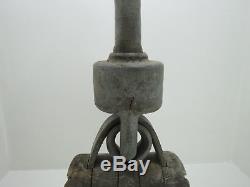 Huge 4 Inch Double Wood Bronze Pulley Block And Tackle Pully Sail Boat (#2763)