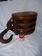 Huge 48lbs Antique Boston & Lockport Block Co 3 Pulley Nautical Ship