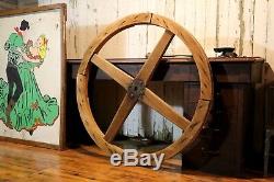 Huge 5-foot Wood Barn Pulley Wheel Industrial Light Chandelier Table top Wedding