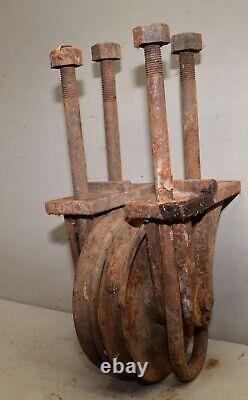Huge mining winch pulley cable rope logging collectible antique display tool