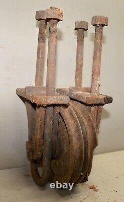 Huge mining winch pulley cable rope logging collectible antique display tool