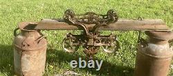 Jumbo ANTIQUE F. E MYERS TIMBER HAY TROLLEY 7 Inch Sheaves Sharp With Rope