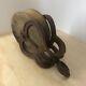LARGE 10in Antique Block and Tackle Pulley Wood Industrial Nautical Vintage Tool