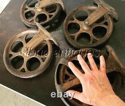 LARGE 19th C. SET OF 4 PULLEYS PAT. 1887. GREAT FOR COFFEE TABLE CASTERS