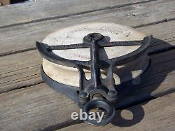 LARGE Vintage HUDSON Cast Iron Hay Trolley Carrier Barn Rope Pulley Steampunk