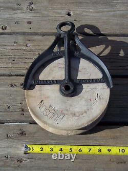 LARGE Vintage HUDSON Cast Iron Hay Trolley Carrier Barn Rope Pulley Steampunk