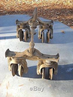 Louden Cast Iron Pulley System 4 Pulleys Stamped Pattened April 6, 1920 & # 1026