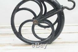 Large 13 Vintage/Antique Cast Iron Well Pulley Barn Industrial Steampunk 5 Spok