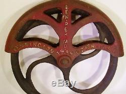 Large 16 Antique Cast Iron Country Farm Barn Rope Wheel/Well Pulley Orig. Paint