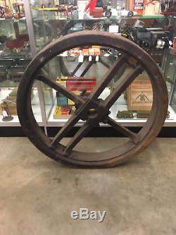 Large 46 Antique Industrial Factory 2 Piece Wood Flat Belt Split Pulley Wheel