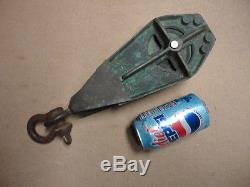 Large Antique Brass Marine Pulley Block Nautical Hardware Tackle Yacht Sailboat